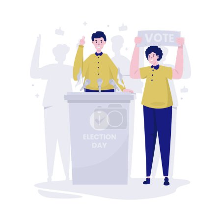 Ilustración de Vote nosotros campaña día electoral vector ilustración - Imagen libre de derechos