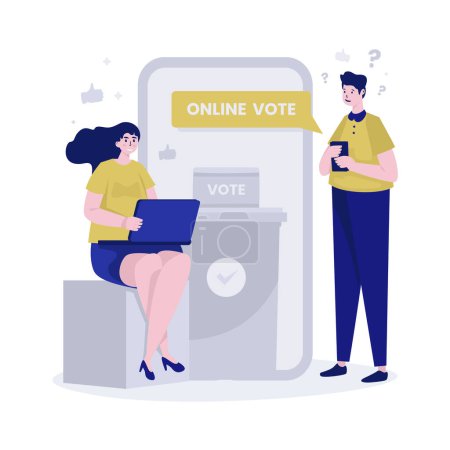 Ilustración de Voto en línea encuesta electoral día vector ilustración - Imagen libre de derechos