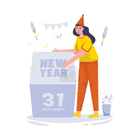 Ilustración de Ilustración de cambiar a la próxima fecha para las celebraciones de año nuevo - Imagen libre de derechos
