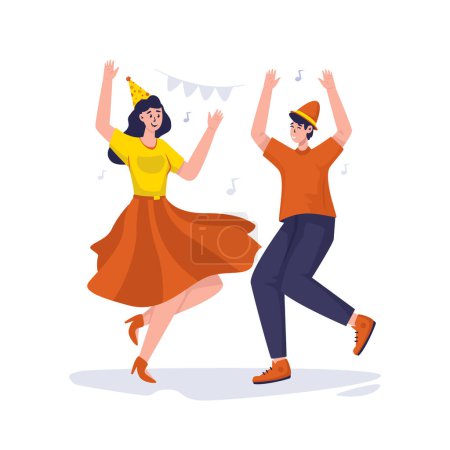 Ilustración de Pareja bailando año nuevo fiesta ilustración - Imagen libre de derechos
