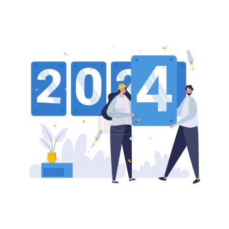 Replace number to welcoming new year 2024 vector illustration