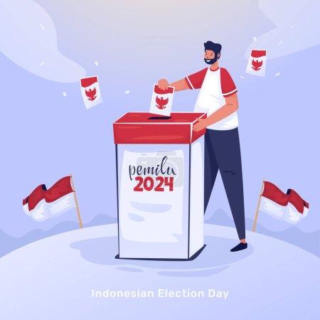 Téléchargez les illustrations : Conception plate Illustration du jour du scrutin des élections indonésiennes - en licence libre de droit