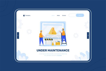 Error message site under maintenance illustration on landing page design