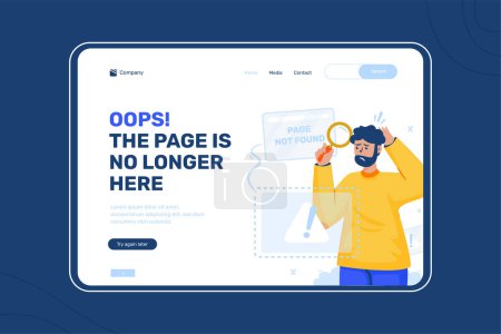 Error message page not found illustration on landing page design