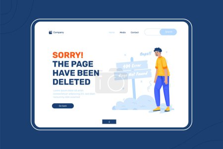 Error message 404 page not found illustration on landing page design