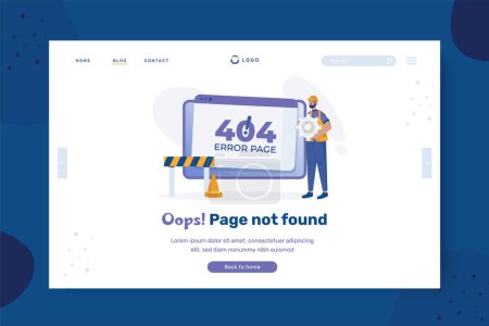 Error 404 page not found illustration on landing page design
