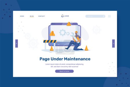 Website page under maintenance updates illustration on landing page design
