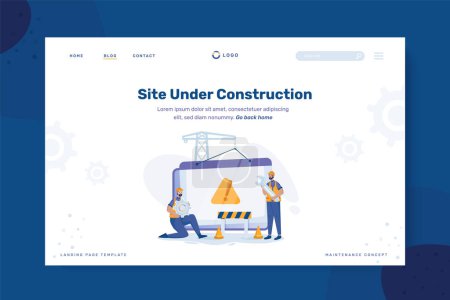 Website under construction illustration on landing page design