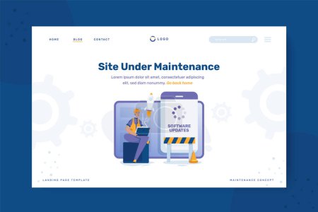 Site under maintenance updates illustration on landing page design