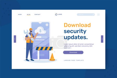 Download security updates illustration on landing page design