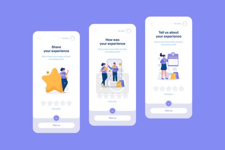 Request rating star feedback illustration on Ui mobile onboard template
