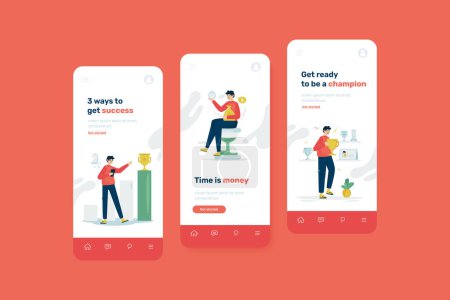 Business getting success illustration design on onboard ui mobile template