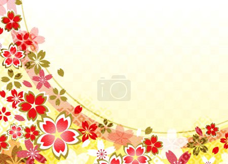 Foto de Yuzen pattern with cherry blossom motif, copy space available - Imagen libre de derechos