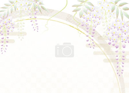 Foto de Wisteria flowers of tradtional japanese kimono pattern, Yuzen style, copy space available - Imagen libre de derechos