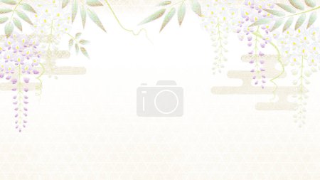 Foto de Wisteria flowers of tradtional japanese kimono pattern, Yuzen style, copy space available - Imagen libre de derechos