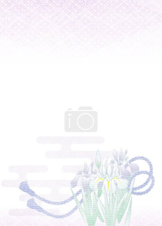 Foto de Iris flowers of tradtional japanese kimono pattern, Yuzen style, copy space available - Imagen libre de derechos