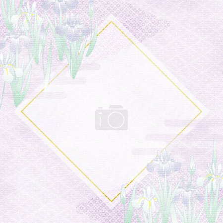 Foto de Iris flowers of tradtional japanese kimono pattern, Yuzen style, copy space available - Imagen libre de derechos