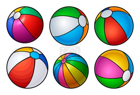 Illustration for Cartoon set of cute doodle kids balls. Vector funny illustration. Isolated on white background - Royalty Free Image