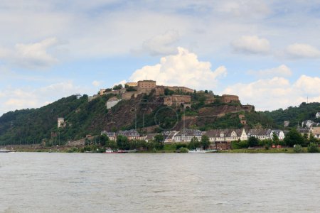 Photo for Ehrenbreitstein Fortress at river rhine overlooking the town of Koblenz, Germany - Royalty Free Image