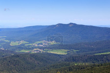 Photo for Panorama view of Bavarian Forest and mountain Osser seen from mountain Grosser Arber, Germany - Royalty Free Image