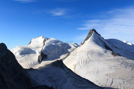 Photo for Panorama view with mountain Strahlhorn on the left and mountain Rimpfischhorn on the right in Pennine Alps, Switzerland - Royalty Free Image