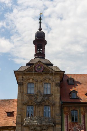 Ancien hôtel de ville avec clocher et horloge à Bamberg, Haute-Franconie, Bavière, Allemagne