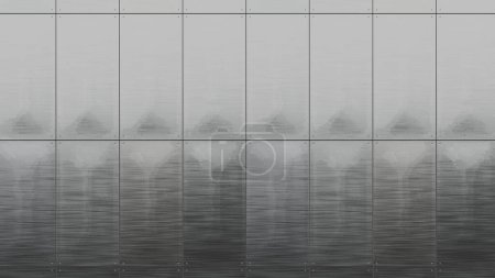 Foto de Textura material fondo Panel de acero 2 panorama fondo de una pared de madera gris y una baldosa gris y blanca. - Imagen libre de derechos