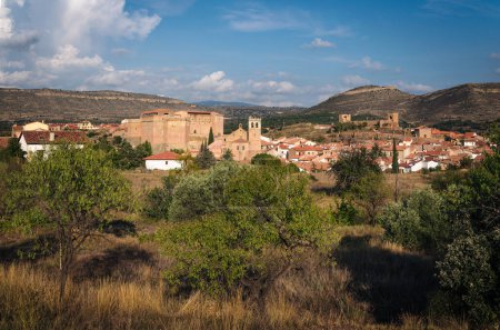 Mora de Rubielos city skyline with a view of the historical buildings, Teruel, Spain, Europe