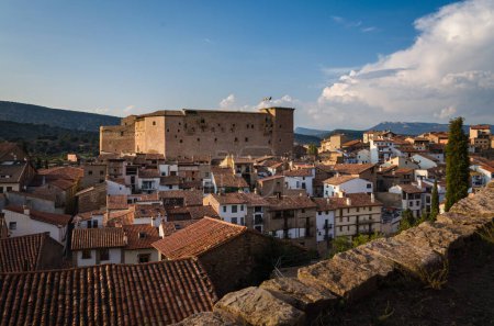 Mora de Rubielos city skyline with a view of the historical buildings, Teruel, Spain