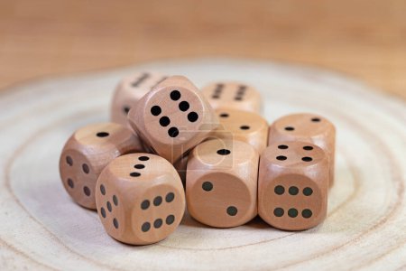 Photo for Many game cubes made of wood - Royalty Free Image