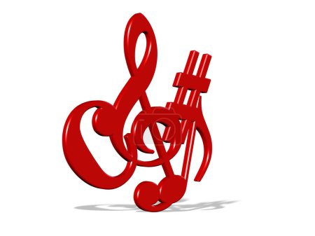 Photo for Red music signs against white background, 3D illustration - Royalty Free Image