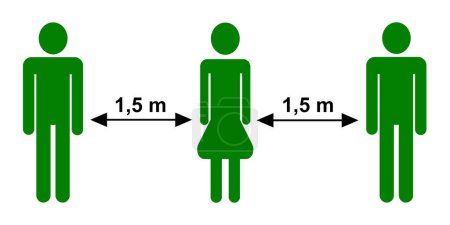 Safety distance between people, symbolic representation in an illustration