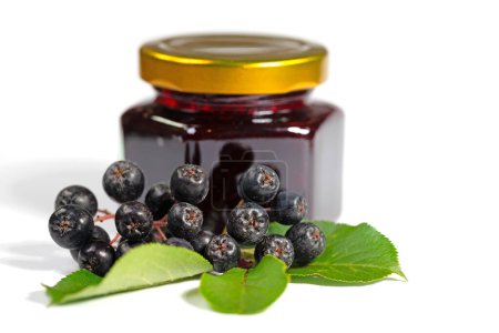 Choke berries and choke berry jam in screw jar