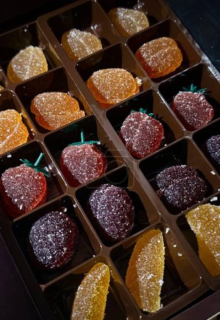 Sugared Fruit Jellies Elegantly Arrayed: A Confectioner's Palette of Glistening Citrus and Berry Treats