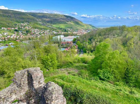 Verdant Valley Vista: Overlooking Buhl and Guebwiller from the Ruins of Hugstein Castle