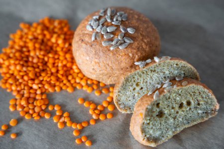 Photo for Vegan Lentil Bread Gluten Free Ezekiel or Bible. Ready to Eat. High quality photo - Royalty Free Image