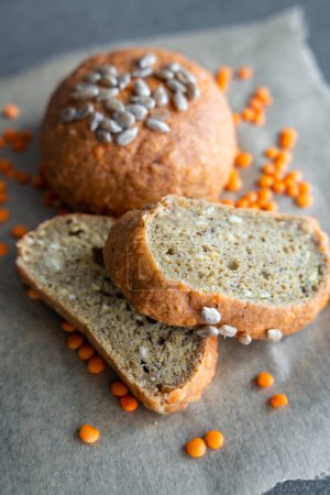 Photo for Vegan Lentil Bread Gluten Free Ezekiel or Bible. Ready to Eat. High quality photo - Royalty Free Image