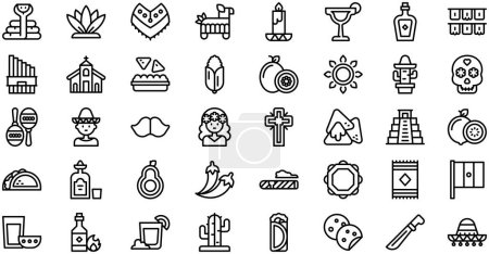 Mexico Icons collection is a vector illustration with editable stroke.
