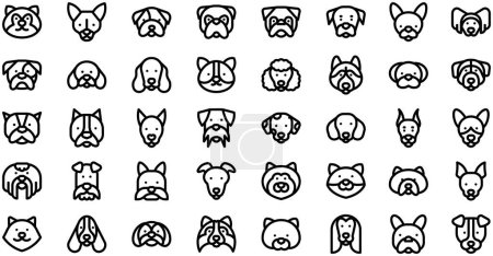 Dogs Icons collection est une illustration vectorielle avec trait modifiable.