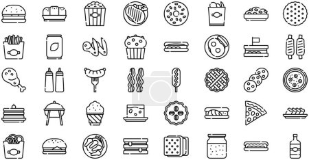 American Food Icons collection est une illustration vectorielle avec course modifiable.