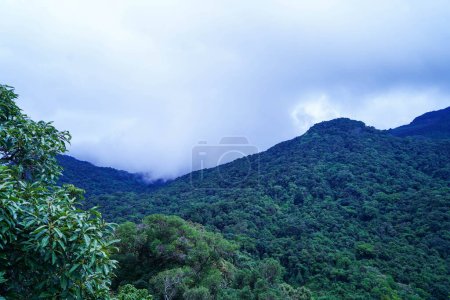 Foto de Hermosas colinas en Ghats occidentales en el distrito de Wayanad, Kerala, vistas desde el bosque de Thollayiram kandi, cerca de Meppadi. Thollayiram significa novecientos y kandi significa campo en Malayalam - Imagen libre de derechos