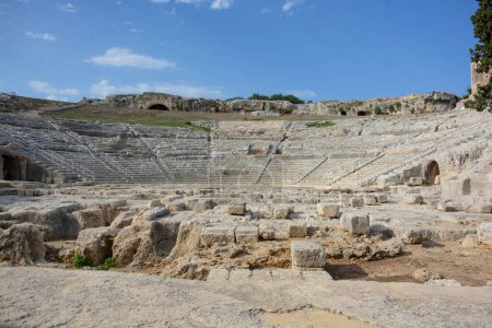 Photo for Greek theater of Syracuse panoramic front view - Royalty Free Image