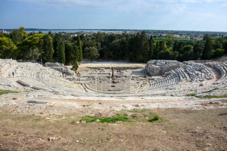 Photo for Greek theater of syracuse rear panoramic view - Royalty Free Image