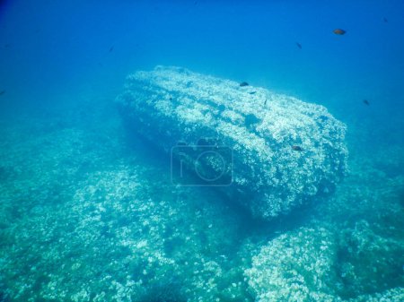 Photo for Underwater archeology: Roman columns submerged in the Sicilian sea - Royalty Free Image