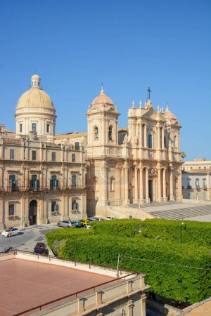 Photo for The cathedral of Noto in Sicily panoramic view from the top of another bell tower - Royalty Free Image