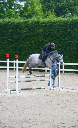 the rider follows the horse in the attack phase of the jump to facilitate the collection and jump movement