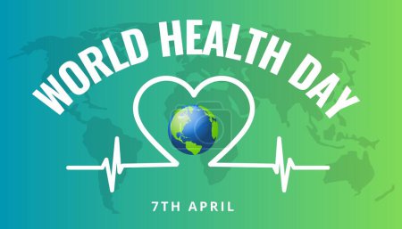 Foto de Diseño de ilustración del Día Mundial de la Salud con texto en negrita y fondo degradado - Imagen libre de derechos