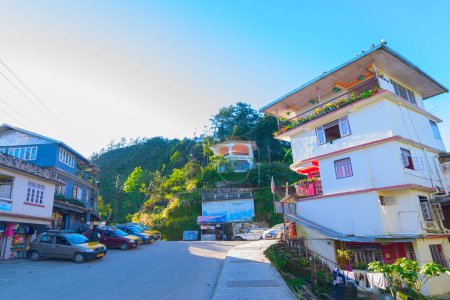 Photo for Kaluk, Sikkim, India - 18th October 2016 : Road view of Kaluk, a tourist spot in the foothill of Eastern Himalayas, West Sikkim. Famous for it's natural beauty and quaint settlement in mountains. - Royalty Free Image