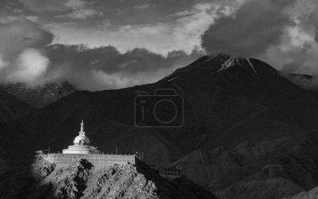 Photo for Shanti Stupa, a famous landmark at Leh town, India on 23 july 2023 - Royalty Free Image