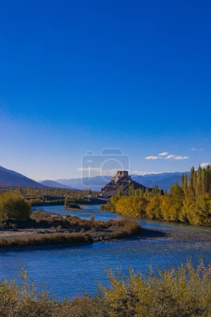 Photo for A Panoramic view of Stakna Monastery also called Stakna Gompa at the banks of blue Indus River in Ladakh on 28 September 2023. - Royalty Free Image
